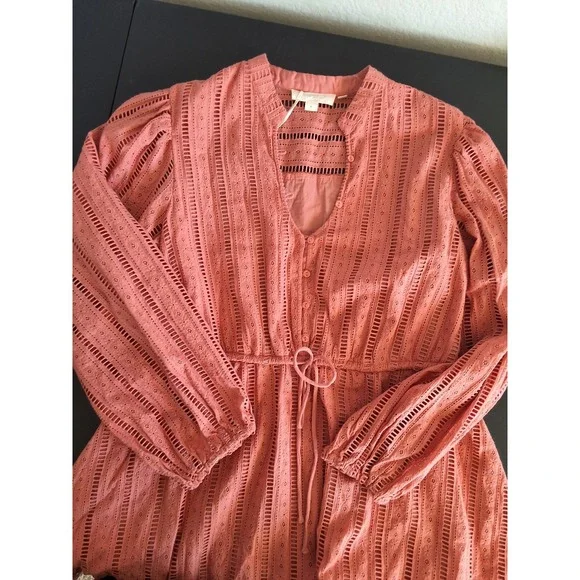 Anthropologie Forever That Girl Medium Eyelet Mini Dress Cotton Boho Cottage NWT - Picture 5 of 7